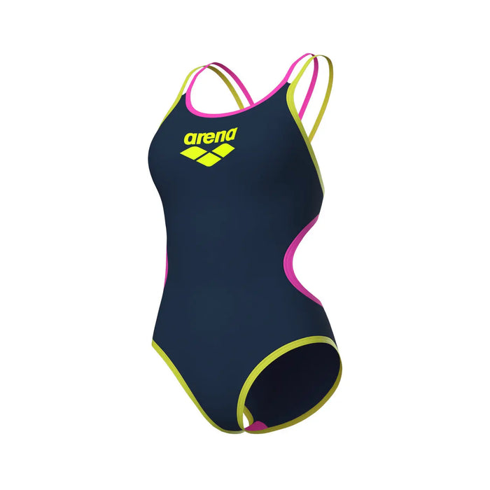 W One Double Cross Back One Piece navy-pink-soft green Arena