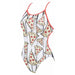 W Crazy Pizza Lace Back One Piece black-fluo-red