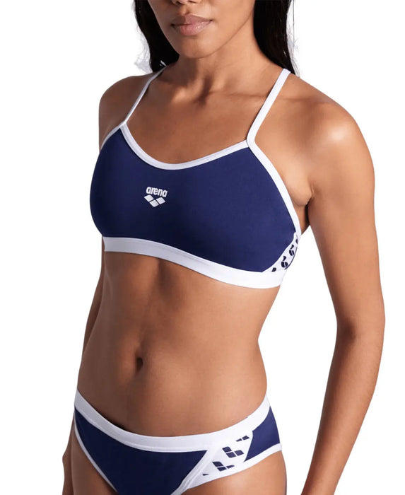 W Icons Bikini Cross Back Solid navy-white Arena