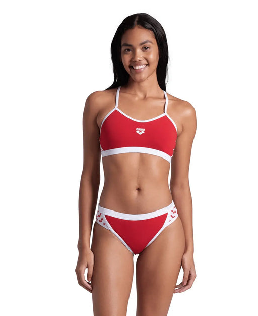 W Icons Bikini Cross Back Solid red-white Arena