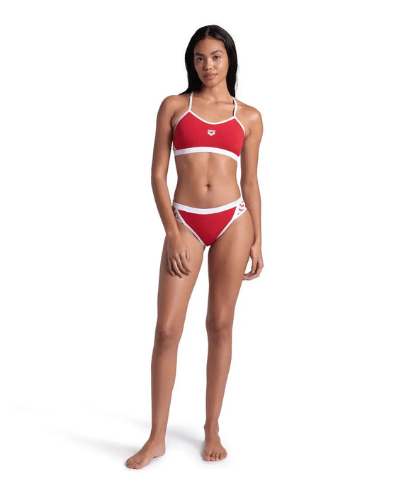 W Icons Bikini Cross Back Solid red-white Arena