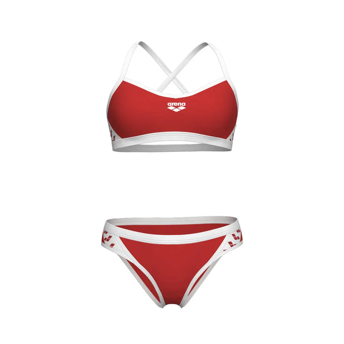 W Icons Bikini Cross Back Solid red-white Arena