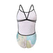 W Light Floral Swimsuit Lace Back black-white multi