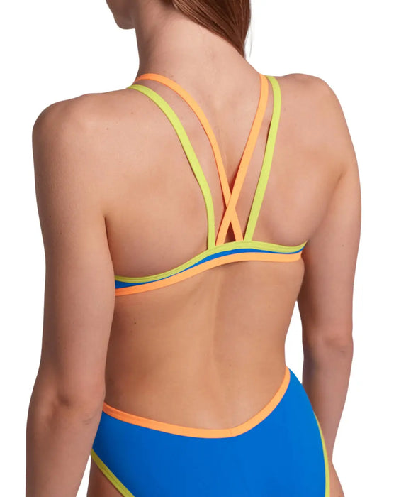 W One Double Cross Back One Piece blue-orange-green Arena