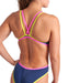 W One Double Cross Back One Piece navy-pink-soft green Arena