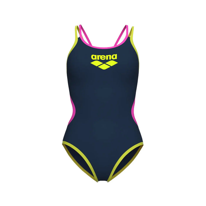 W One Double Cross Back One Piece navy-pink-soft green Arena