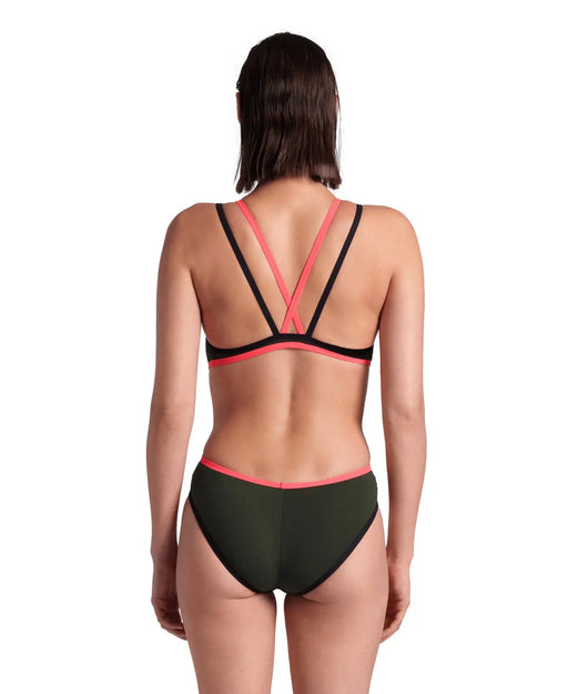 W One Double Cross Back One Piece sage-black-fluo red Arena