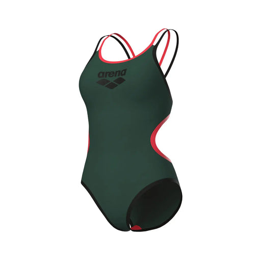 W One Double Cross Back One Piece sage-black-fluo red Arena