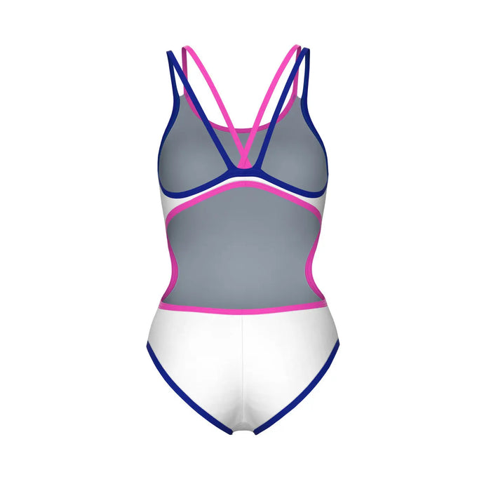 W One Double Cross Back One Piece white-blue-pink Arena