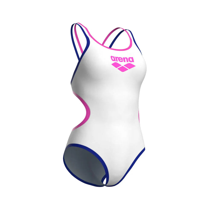 W One Double Cross Back One Piece white-blue-pink Arena