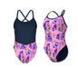 W Rose Texture Swimsuit Xcross Back multi pink-navy Arena